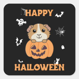 Guinea Pig Pumpkin Sweet Animals Happy Halloween S Quadratischer Aufkleber
