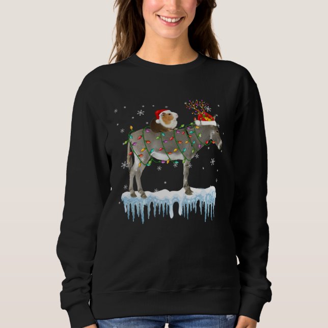 Guinea Pig Riding Donkey Reindeer Santa Christmas  Sweatshirt (Vorderseite)