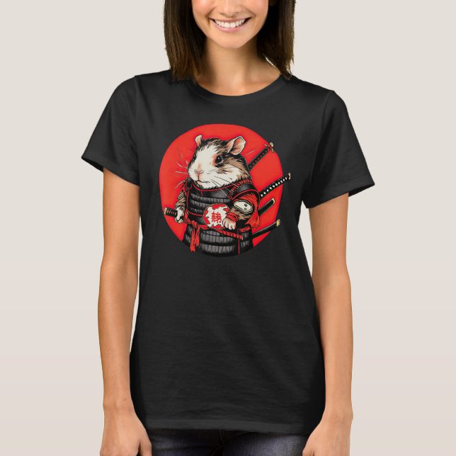 Guinea Pig Samurai Funny Pet Warrior T-Shirt (Vorderseite)