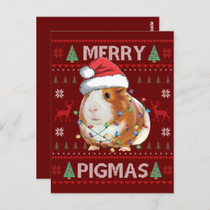 Guinea Pig Ugly Weihnachts Sweater Merry Pigmas Postkarte