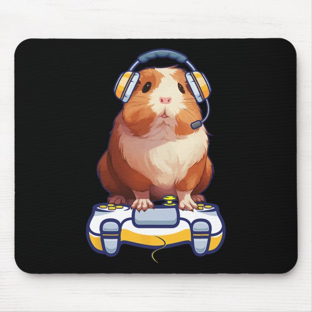 Guinea Pig und Video Gamer Lover Fluffy Cavy Gamer Mousepad (Vorne)