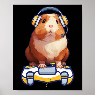 Guinea Pig und Video Gamer Lover Fluffy Cavy Gamer Poster