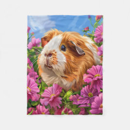 Guinea Pig unter rosa Blume Fleecedecke