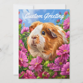 Guinea Pig unter rosa Blume Karte