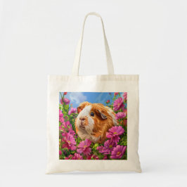 Guinea Pig unter rosa Blume Tragetasche
