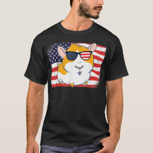 Guinea Pig Vater Mama American Flag 4. Juli USA  T-Shirt