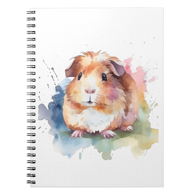 Guinea Pig Wasserfarben Kunstgeschenk Notizblock (Vorderseite)