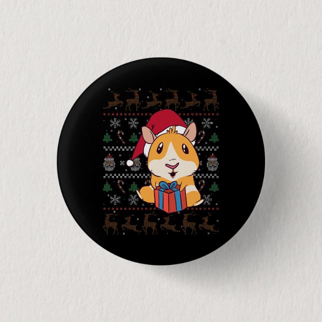 Guinea Pig Weihnachten Button (Vorderseite)