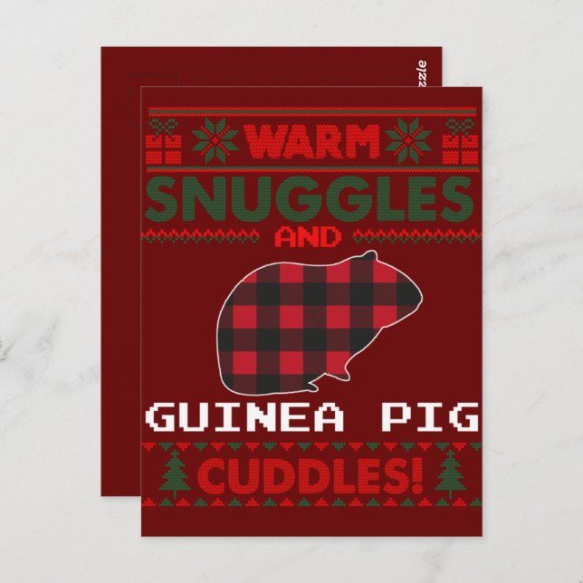 Guinea Pig Weihnachten Pajama Shirt Ugly Weihnacht Postkarte (Vorne/Hinten)
