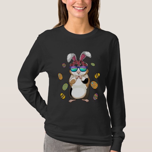 Guinea Pig With Cute Bunny Ears Happy Easter Day E T-Shirt (Vorderseite)