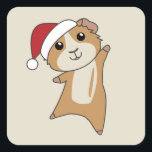 Guinea Pigs Christmas Winter Animals Quadratischer Aufkleber<br><div class="desc">The guinea pig for Christmas with fairy lights. Funny animals with ohrs for the holidays. Also funny for Christmas in July. Guinea Pigs are cute animals and perfekt for Christmas.</div>