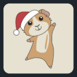 Guinea Pigs Christmas Winter Animals Quadratischer Aufkleber<br><div class="desc">The guinea pig for Christmas with fairy lights. Funny animals with ohrs for the holidays. Also funny for Christmas in July. Guinea Pigs are cute animals and perfekt for Christmas.</div>