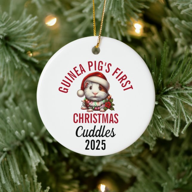 Guinea Pig's First Christmas 2025 Keramik Ornament (Baum)