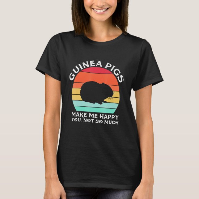 Guinea Pigs Make Me Happy Sunset Retro Guinea Pig T-Shirt (Vorderseite)