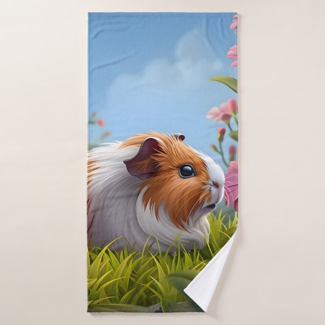 Guinea Pig's Pink Blume Paradies Badehandtuch (Badehandtuch)