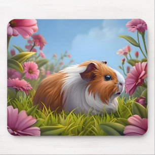 Guinea Pig's Pink Blume Paradies Mousepad