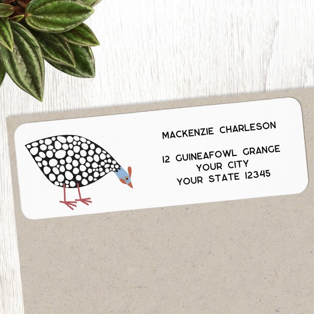 Guinea Rücksendeadresse von Vögeln (Fun Guineafowl bird return address label)