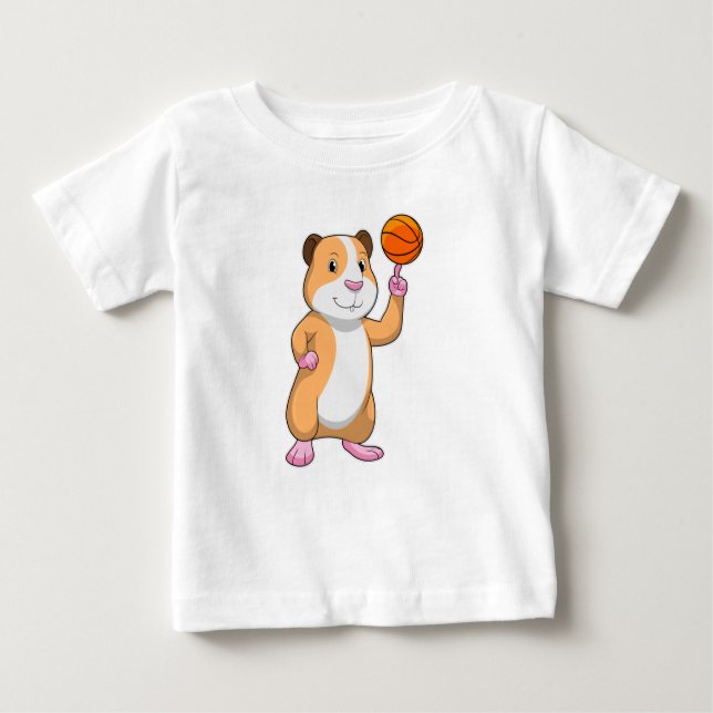 Guinea Schwein als Basketballspieler mit Basketbal Baby T-shirt (Vorderseite)