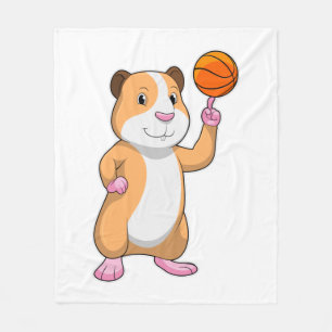 Guinea Schwein als Basketballspieler mit Basketbal Fleecedecke