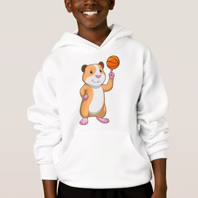 Guinea Schwein als Basketballspieler mit Basketbal Hoodie (Vorderseite)