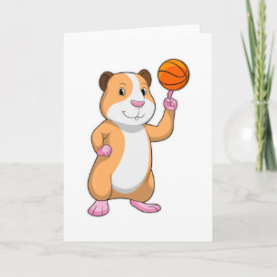 Guinea Schwein als Basketballspieler mit Basketbal Karte