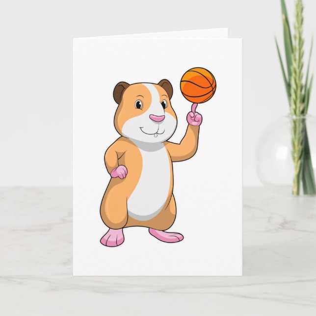 Guinea Schwein als Basketballspieler mit Basketbal Karte (Vorderseite)
