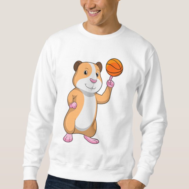 Guinea Schwein als Basketballspieler mit Basketbal Sweatshirt (Vorderseite)