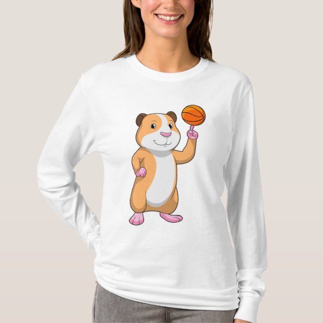 Guinea Schwein als Basketballspieler mit Basketbal T-Shirt (Vorderseite)
