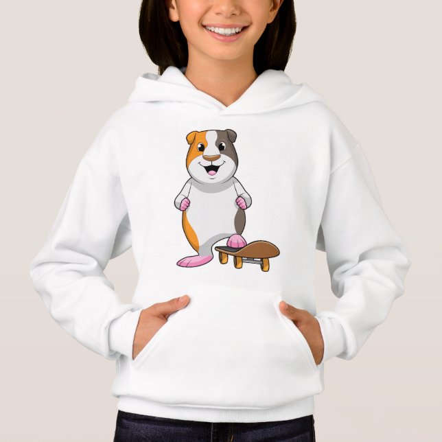 Guinea Schwein als Skater mit Skateboard Hoodie (Vorderseite)