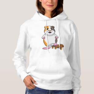 Guinea Schwein als Skater mit Skateboard Hoodie
