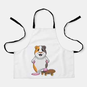 Guinea Schwein als Skater mit Skateboard Schürze