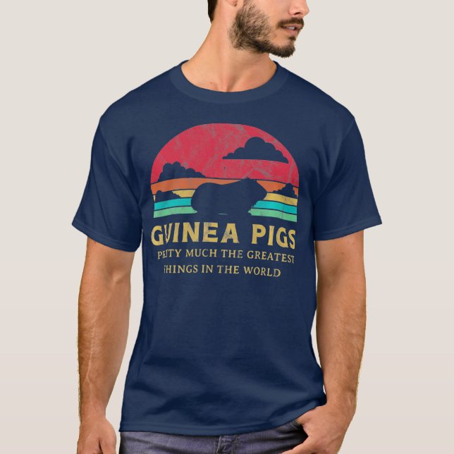 Guinea Schwein Beste Sache Retro Sunset Pet T-Shirt (Vorderseite)