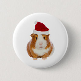 Guinea Schwein im Hut des Weihnachtsmannes Button
