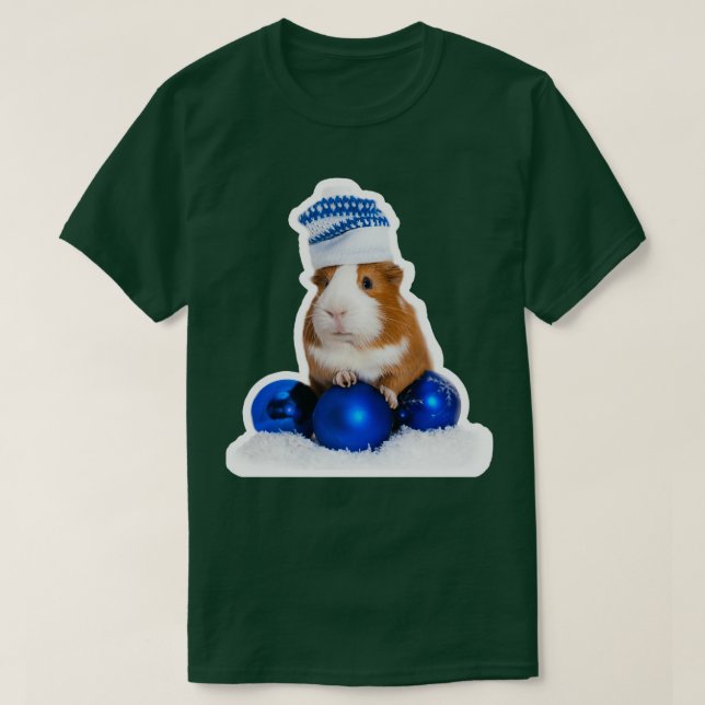 Guinea Schwein im Winter mit weißem Hintergrund T-Shirt (Design vorne)
