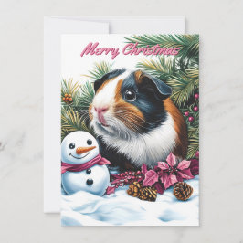 Guinea - Schwein - Snowman Weihnachtskarte Mitteilungskarte