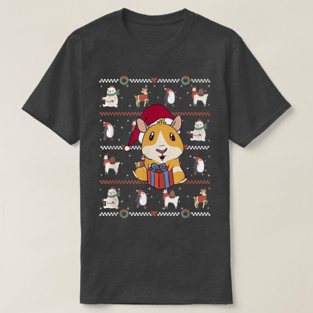 Guinea Schwein Ugly Weihnachtstiere, Guinea Schwei T-Shirt (Design vorne)