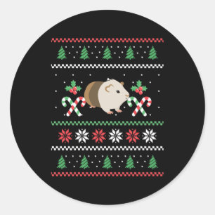 Guinea Schwein Vater hässlich Weihnachten Runder Aufkleber