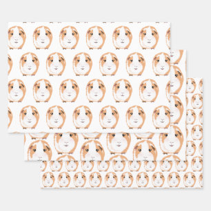 Guinea Schwein Wrapping Paper Flat Sheet Set 3 Geschenkpapier Set