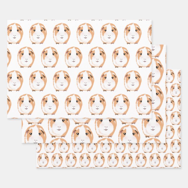 Guinea Schwein Wrapping Paper Flat Sheet Set 3 Geschenkpapier Set (Set)