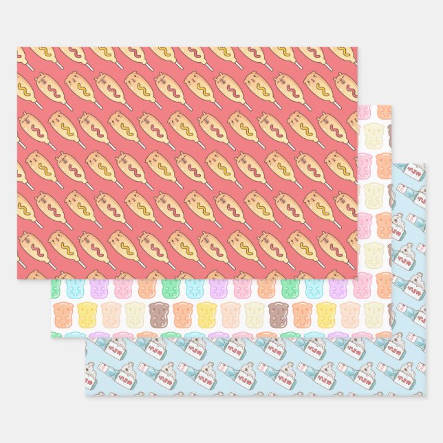 Guinea Schweine, Capybara und Koala mit Lebensmitt Geschenkpapier Set (Set)