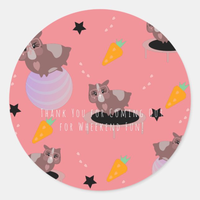 Guinea Schweine Fitness Runder Aufkleber (Vorderseite)