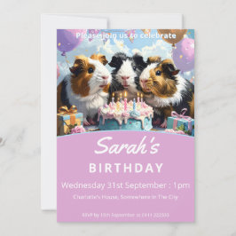 Guinea Schweine Geburtstagspartei Einladung