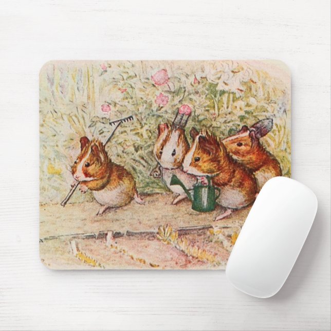 Guinea Schweine im Garten pflanzen Mousepad (Mit Mouse)