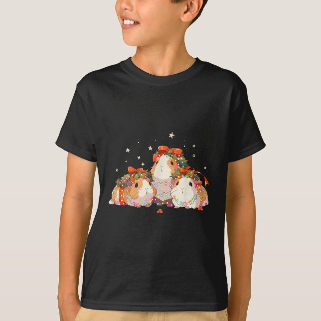 Guinea Schweine in der Guinea Weihnachtslicht vers T-Shirt (Vorderseite)