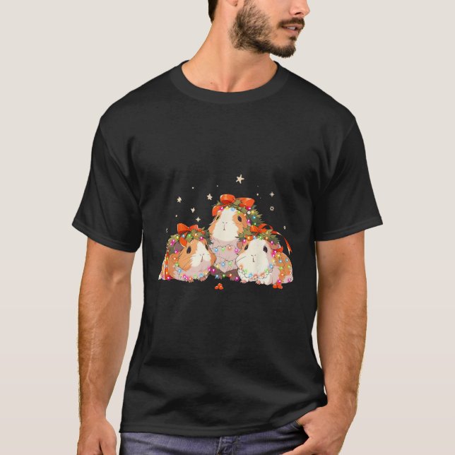 Guinea Schweine in der Guinea Weihnachtslicht vers T-Shirt (Vorderseite)