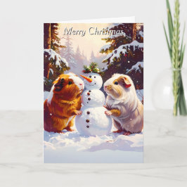 Guinea Schweine & Schneemann Weihnachten Karte