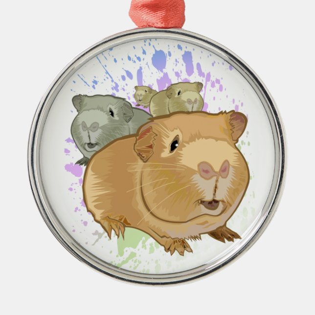 Guinea Schweine Silbernes Ornament (Vorne)