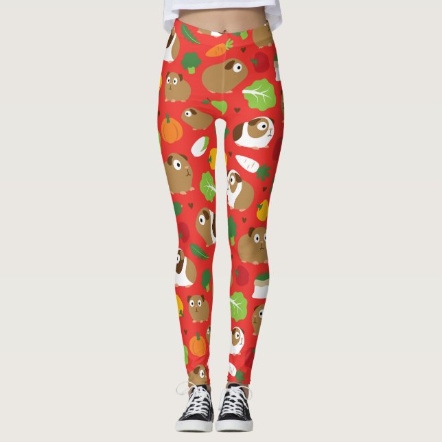 Guinea Schweine und ihre Leckereien Leggings (Vorderseite)