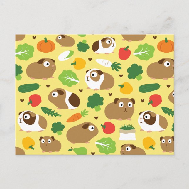 Guinea Schweine und ihre Leckereien Postkarte (Vorderseite)