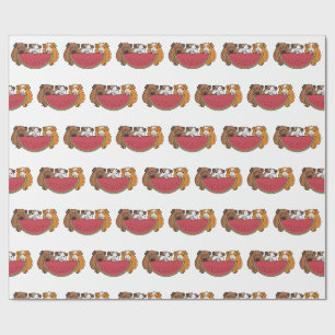 Guinea Schweine und Wassermelone Illustration Geschenkpapier